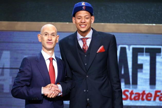 Isaiah Austin with NBA Commissioner Adam Silber at the 2014 NBA draft